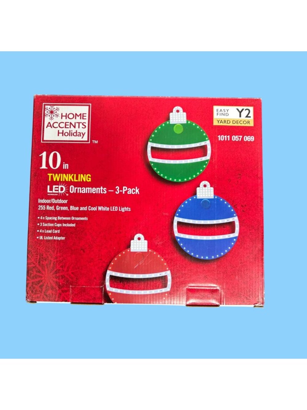 Home Accents Holiday 10 In Twinkling LED Ornaments 3-Pack Indoor/Outdoor Yard De